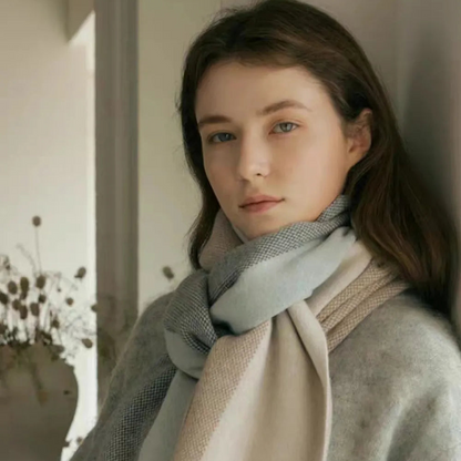 Luxury Soft Cashmere-Feel Scarf | Thermal Contrast Color Acrylic Winter Shawl for Women