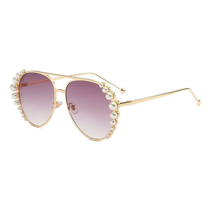 Women’s Fashion Pearl Detail Sunglasses | Stylish Gradient Lens Driving Glasses