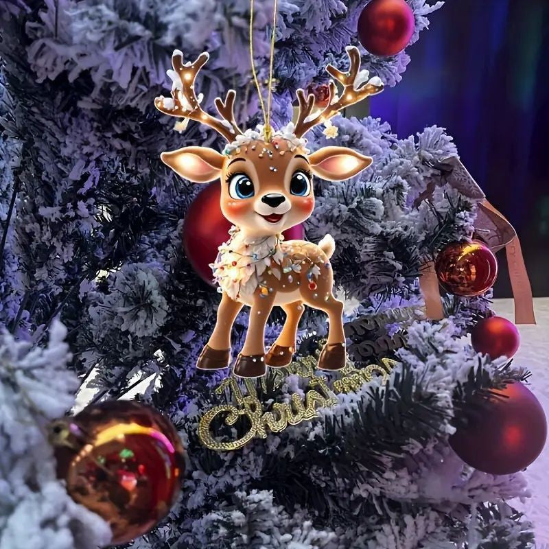 Cute Christmas Reindeer Hanging Ornament - Festive Tree & Car Decor