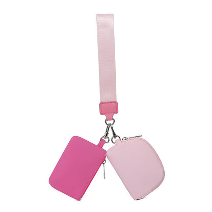 Portable 2-in-1 Mini Wristlet Card Bag - Bank Card & Coin Change Storage Small Purse Set