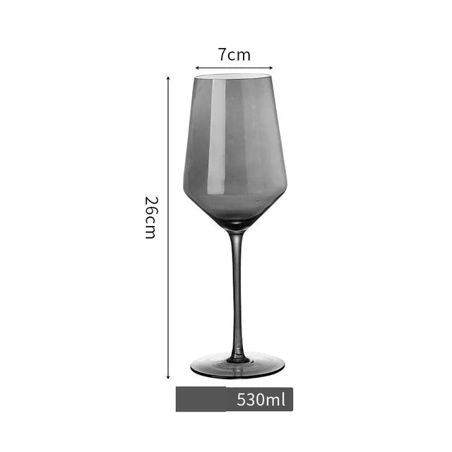 European Luxury Smoke Gray Crystal Wine Glasses - Premium Champagne & Cocktail Goblets