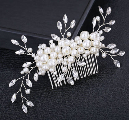 Elegant Crystal & Faux Pearl Wedding Hair Piece for Brides