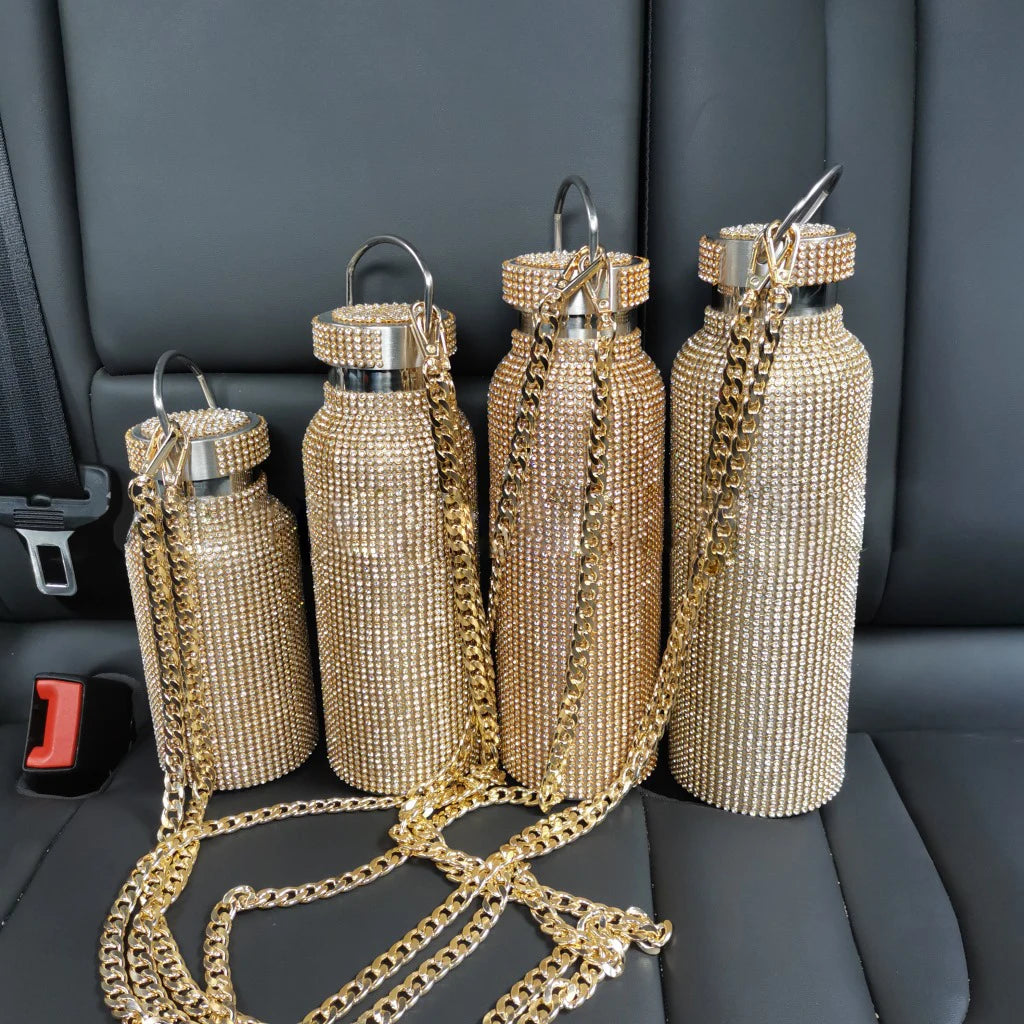 Elegant Bling Jewelry Water Bottle | Vacuum Insulated Flask for Coffee & Tea | Stylish Gift for Her