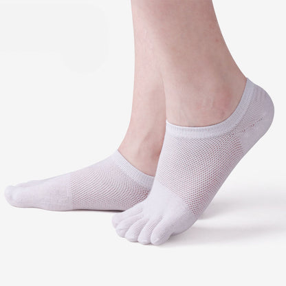 Premium 100% Cotton Five-Finger Socks for Men - Breathable Mesh Summer Socks