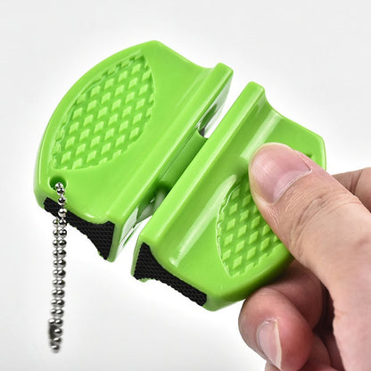 ONEUP Mini Portable Knife Sharpener - Two-Stage Tungsten & Ceramic Rod Sharpener with Butterfly Grip (Quick & Easy Sharpening)