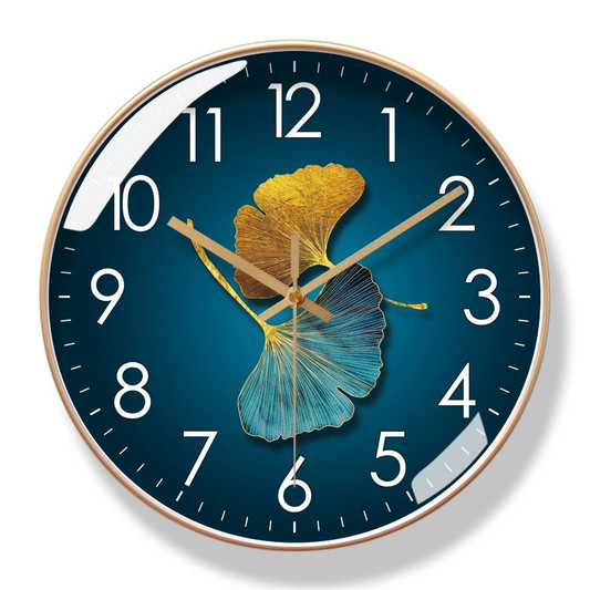 Modern Silent Wall Clock – Elegant Golden Ginkgo Leaf Design for Luxury Home Decor