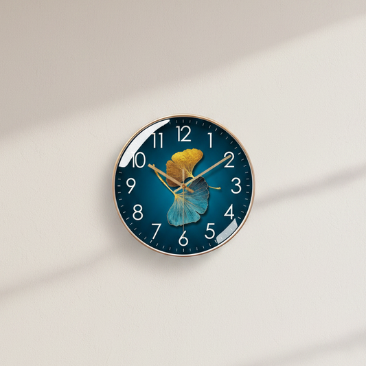 Modern Silent Wall Clock – Elegant Golden Ginkgo Leaf Design for Luxury Home Decor