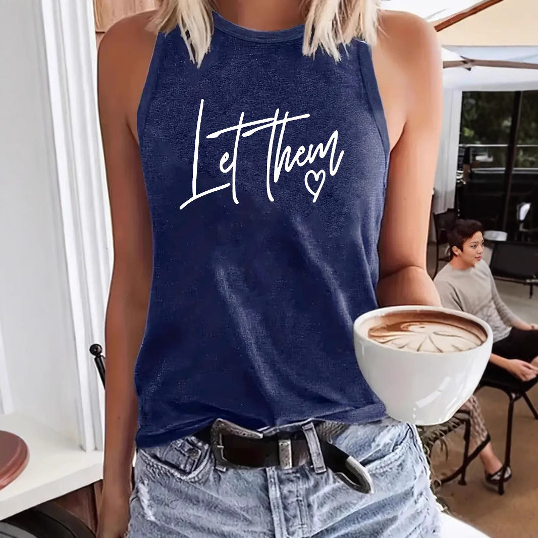 Let Them' Slogan Printed Vest | Loose Fit Graphic Tank Top for