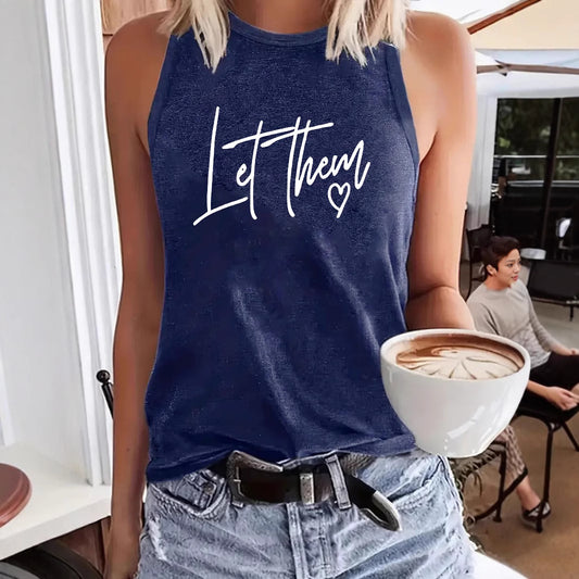 Let Them' Slogan Printed Vest | Loose Fit Graphic Tank Top for