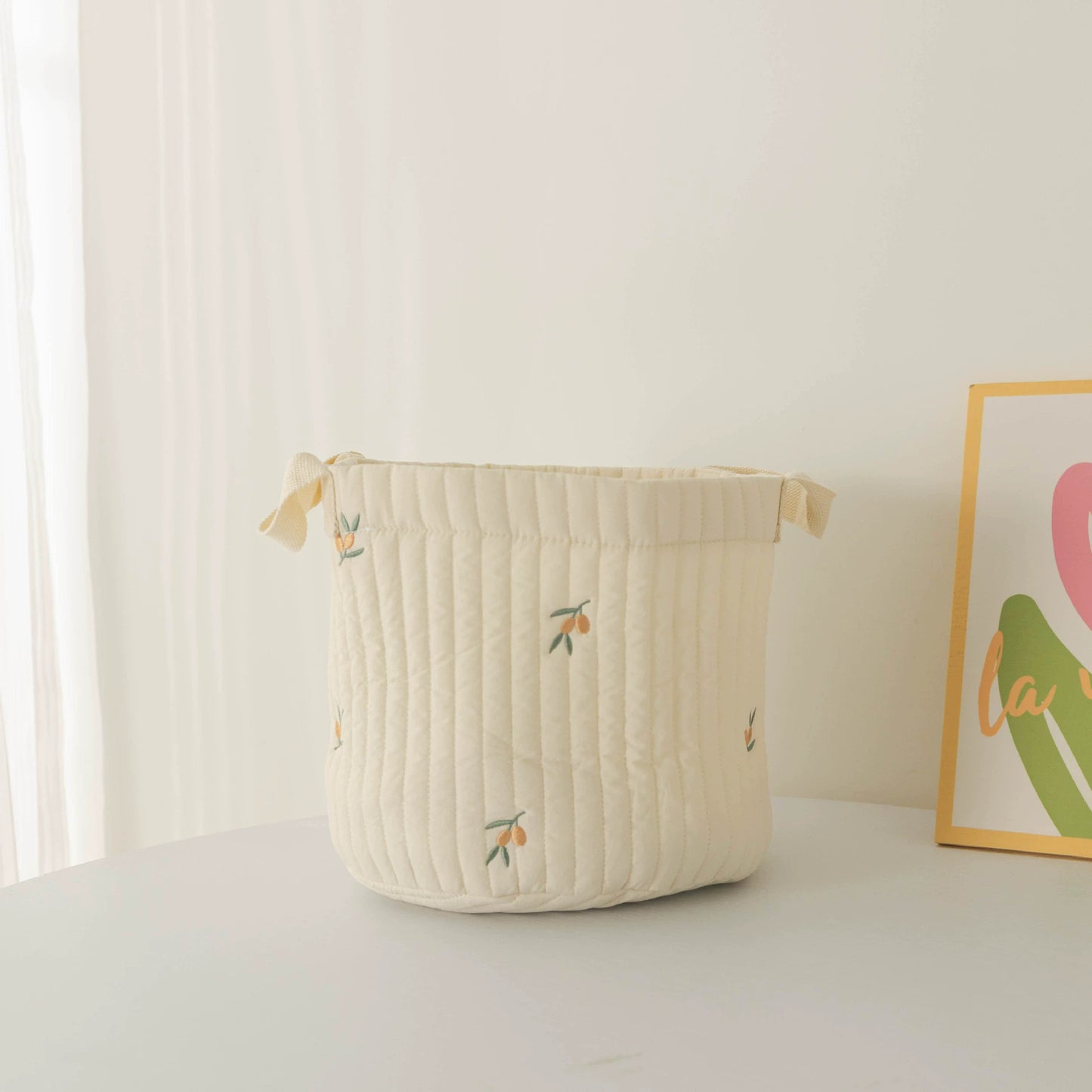 Cute Quilted Baby Storage Basket - Multi-Purpose Toy & Diaper Organizer Bag