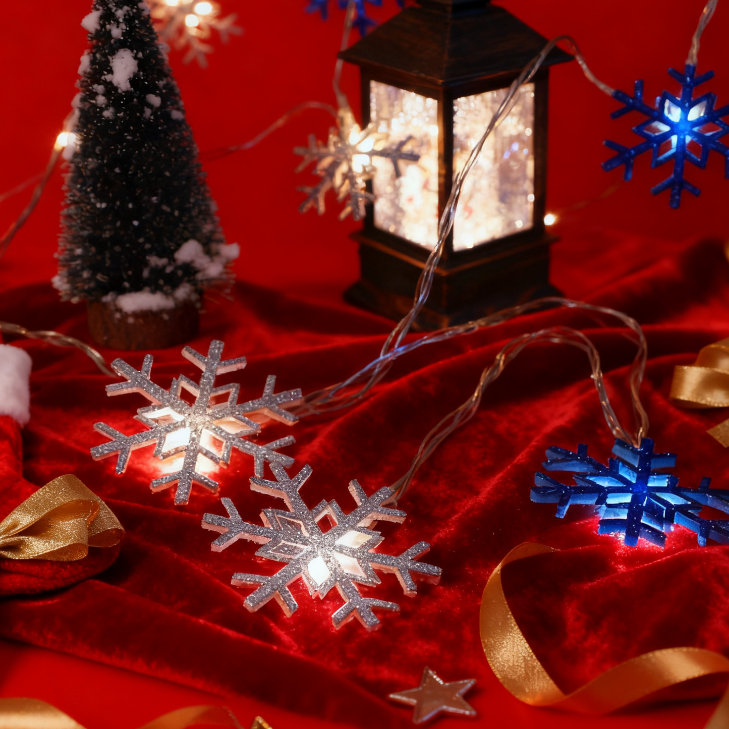 LED Snowflake String Lights - Decorative Christmas & Fairy Lights for Holiday Home Decor