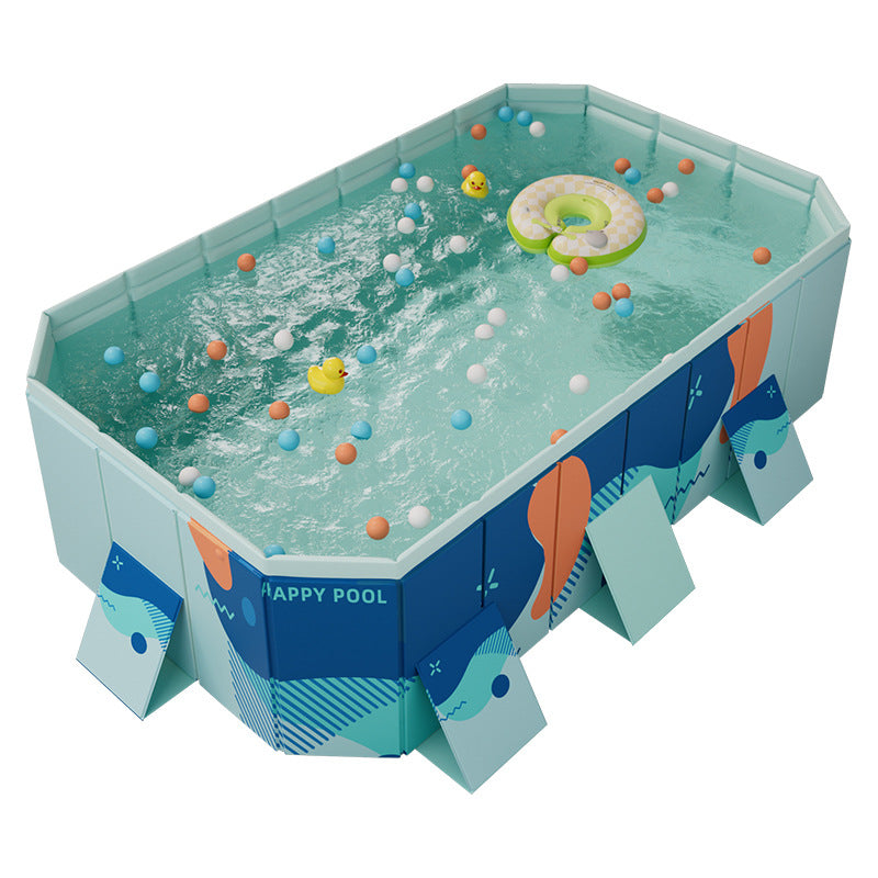 Large Foldable Rectangular Family Swimming Pool, Non-Inflatable Above Ground Pool
