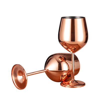 500ML Stainless Steel Red Wine Glasses - Elegant Rose Gold Tall Goblets & Champagne Flutes
