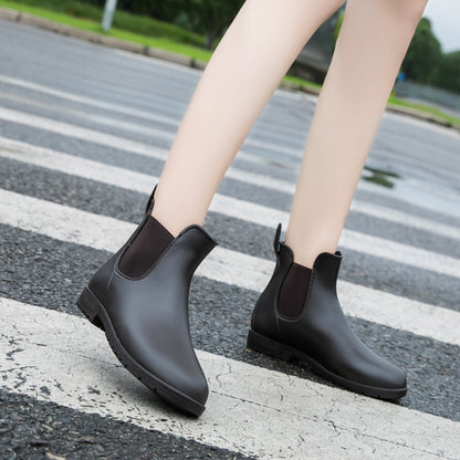 Women's Short Rain Boots - Waterproof Anti-Slip Chelsea Water Boots