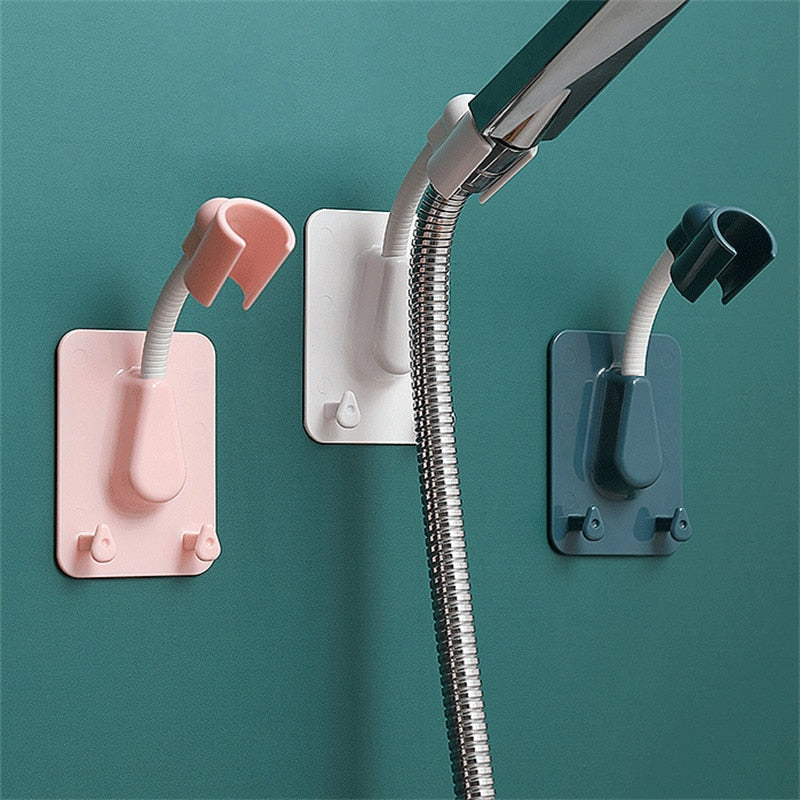 360° Adjustable Universal Shower Head Holder – Punch-Free Adhesive Wall Mount Bracket for Bathroom