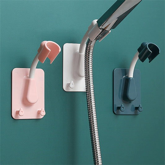 360° Adjustable Universal Shower Head Holder – Punch-Free Adhesive Wall Mount Bracket for Bathroom