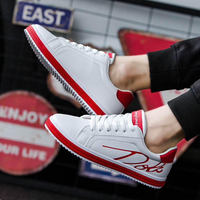 Men's Versatile Flat Casual Shoes - Trendy White Student Sports Board Sneakers