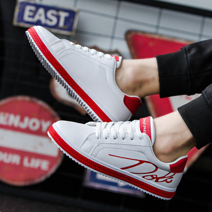 Men's Versatile Flat Casual Shoes - Trendy White Student Sports Board Sneakers