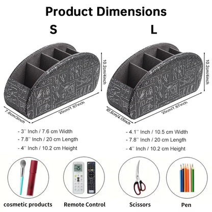5-Slot PU Leather Remote Control Holder - Desktop Organizer for TV & Media Players