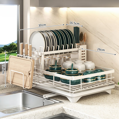 Premium Adjustable Stainless Steel Dish Drying Rack - Multi-Functional Kitchen Sink Organizer & Plate Holder (Rust-Proof)