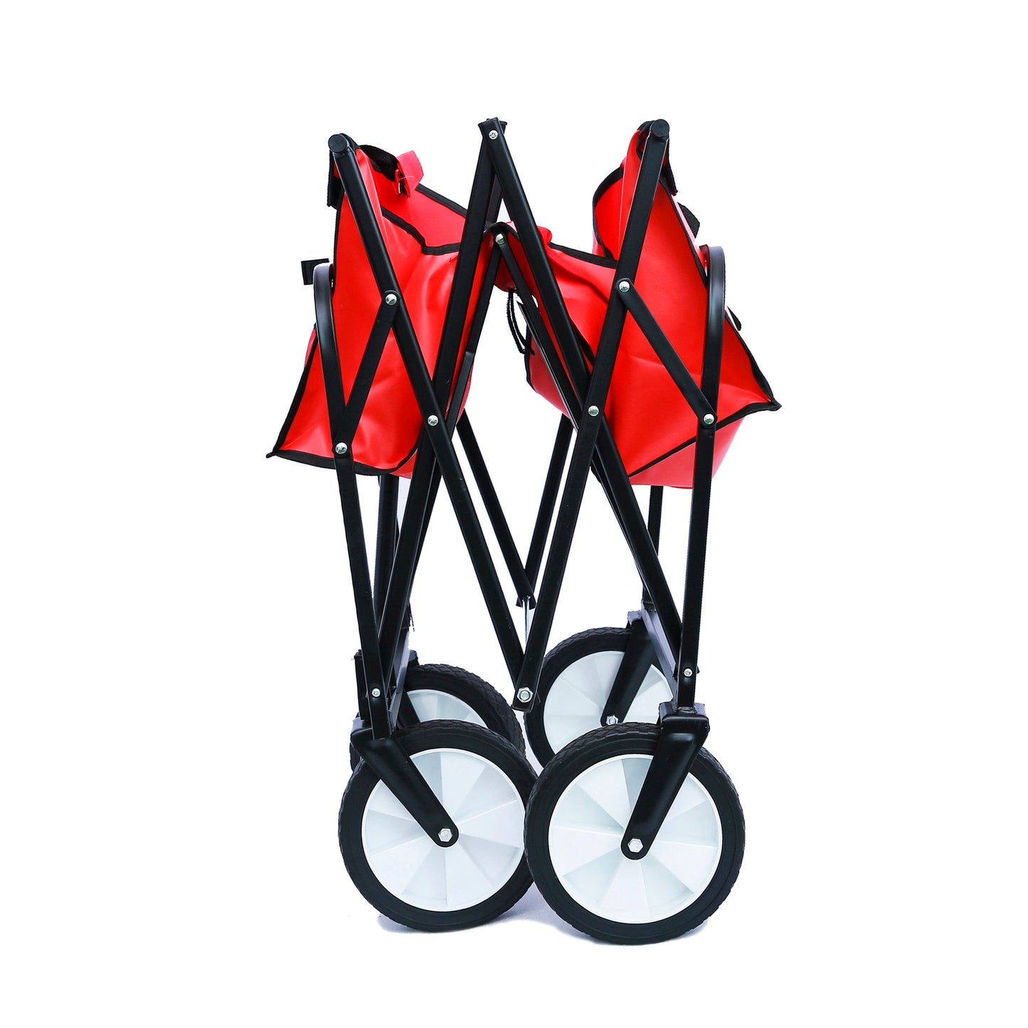 Folding Wagon Garden Shopping Beach Cart – Heavy Duty Red Utility Cart