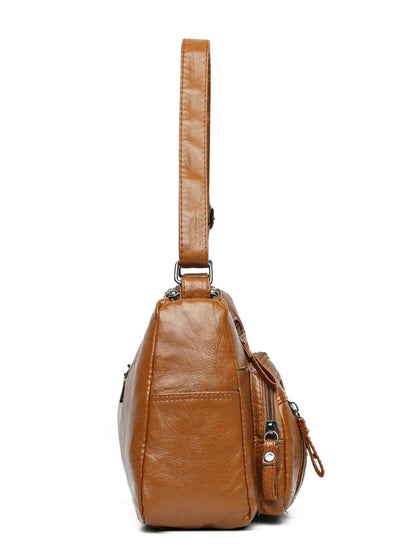 Vintage Style PU Leather Multi-Pocket Crossbody Shoulder Bag