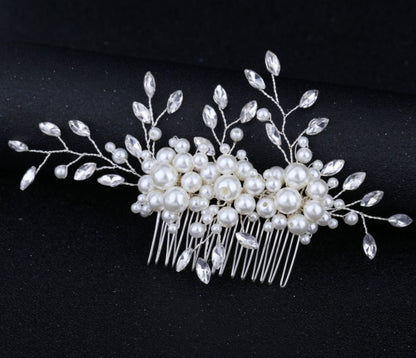 Elegant Crystal & Faux Pearl Wedding Hair Piece for Brides