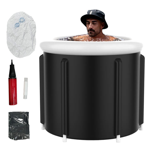 Large Household Foldable Black PVC Padded Ice Bath Bucket/SPA Bathtub