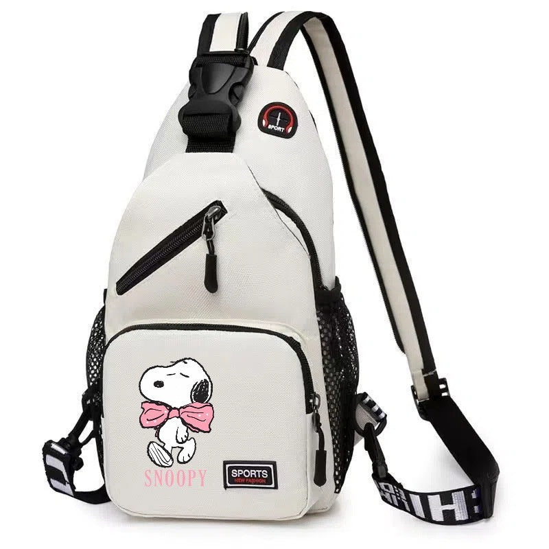 Snoopy Cartoon Print Crossbody Sling Bag - Large Capacity Chest Pack & Shoulder Backpack