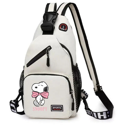 Snoopy Cartoon Print Crossbody Sling Bag - Large Capacity Chest Pack & Shoulder Backpack