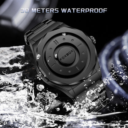 FOXBOX Men's High-Tech Magnetic Levitation Concept Watch (All Black).