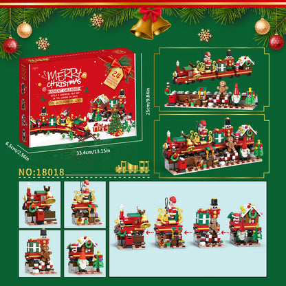 24 Days Christmas Countdown Calendar Building Blocks | Santa Claus Train & Holiday Mini Bricks Set
