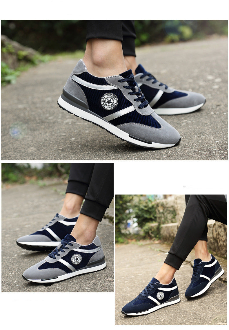 Men's Sports Casual Shoes Korean Style Men's Shoes Hidden Internal Height Increase 8CM Suede Vintage Running Shoes Men