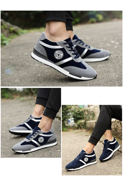 Men's Sports Casual Shoes Korean Style Men's Shoes Hidden Internal Height Increase 8CM Suede Vintage Running Shoes Men