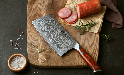 XINZUO 4-Piece Damascus Steel Kitchen Knife Set - 67 Layers VG10 Core Chef, Santoku, Utility & Cleaver Knives with Ergonomic Wood Handle