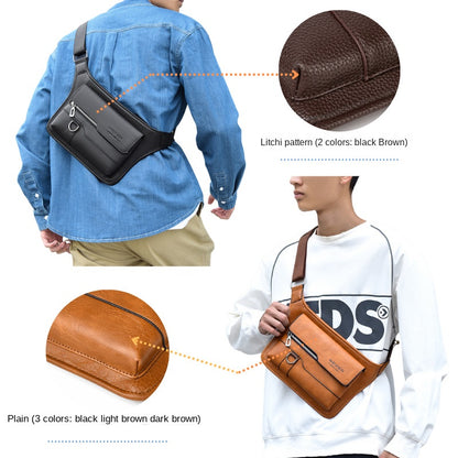Men's Large Capacity Waterproof Faux Leather Crossbody Shoulder Messenger Bag