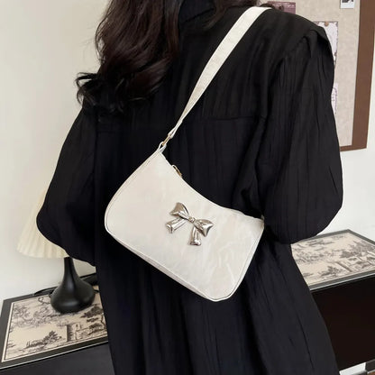 Mini Bow Accent PU Leather Crossbody Bag (Multiple Colors)