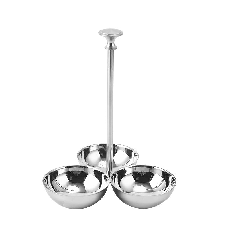 Stainless Steel Divided Serving Tray with Dip Bowls | Condiment Stand