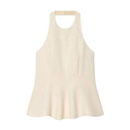 Luxury Double Breasted White Blazer Dress - Elegant Lapel Collar Sleeveless Vest Skirt for Women