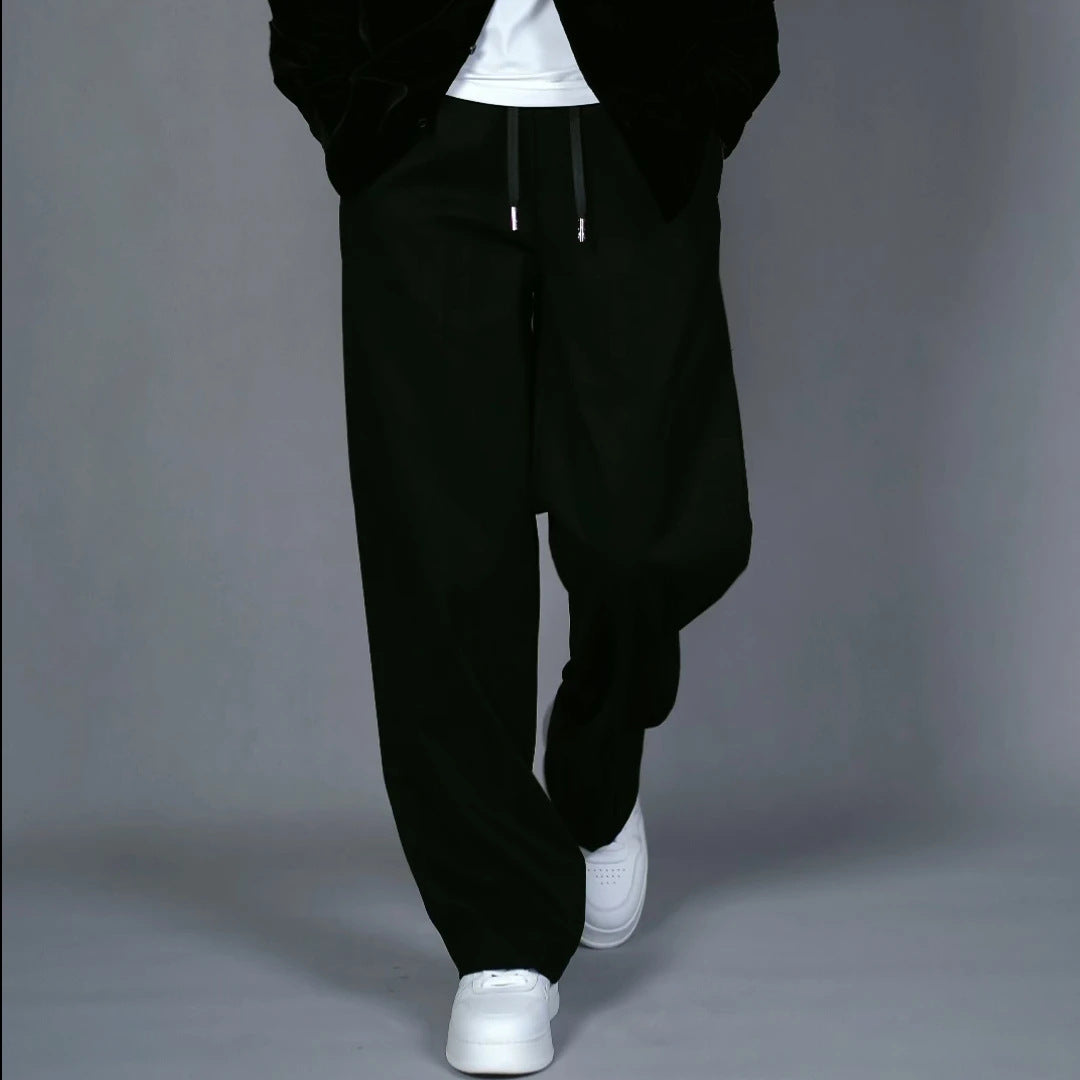 Premium Minimalist Wide-Leg Trousers – Relaxed Straight Fit Drapey Pants for Men & Women