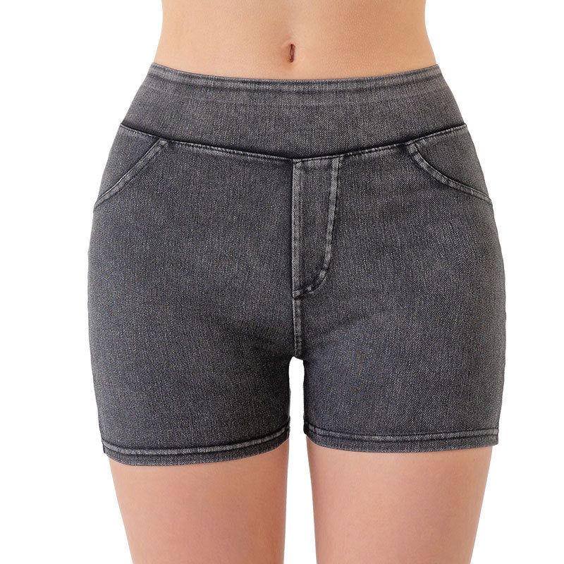 High Elastic Denim Style Yoga Trousers - Slim Fit Star Pattern Gym Leggings for Women