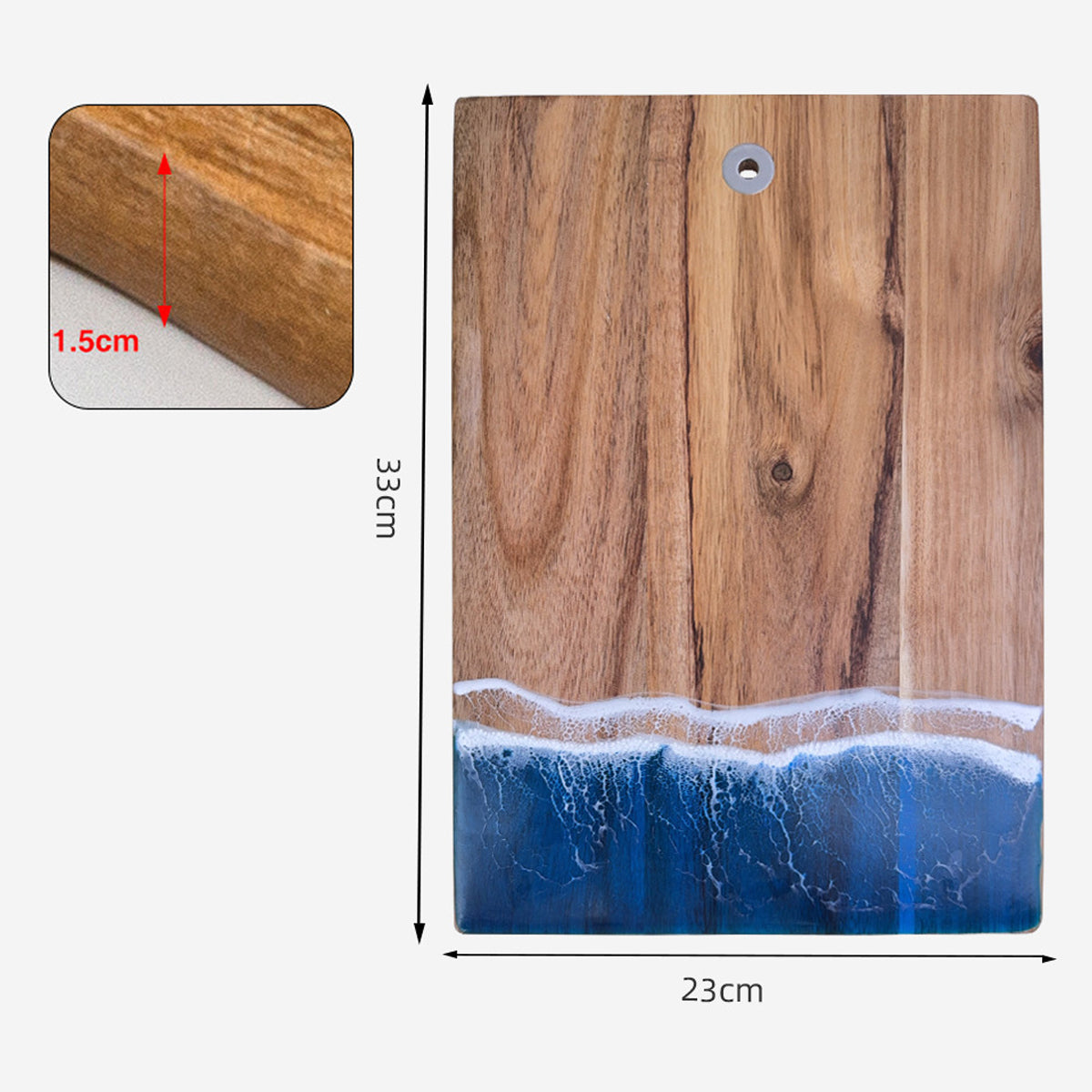 Luxury Resin Ocean Wave Wood Cutting Board - Handmade Acacia Wood Charcuterie Board