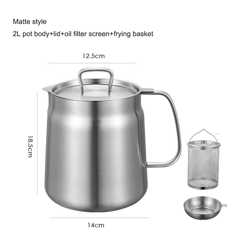 304 Stainless Steel Oil Filter Pot & Frying Basket Set