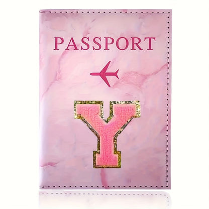 Monogrammed Pink Marble Effect Passport Clip