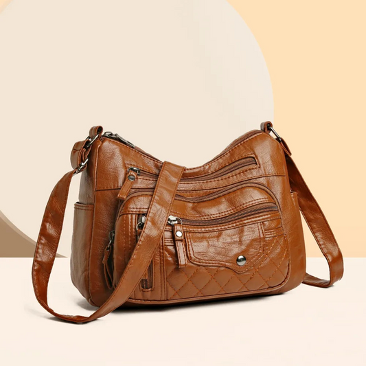 Vintage Style PU Leather Multi-Pocket Crossbody Shoulder Bag