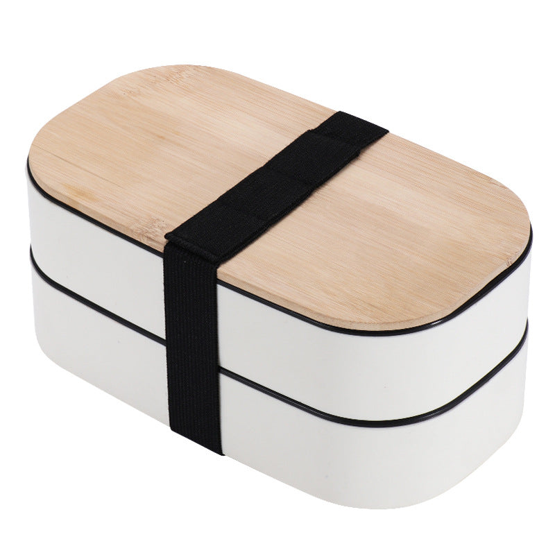 Japanese Style Double-Layer Bento Lunch Box with Natural Bamboo Lid & Portable Cutlery Set (Leak-Proof & Eco-Friendly)