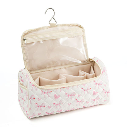 Quilted Floral Makeup Storage Bag - Large Capacity Vintage Cosmetic Travel Case