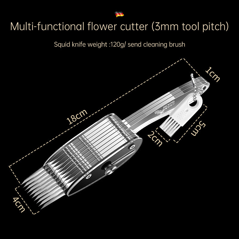 Multi-Blade Stainless Steel Vegetable Slicer & Carving Tool - Precision Squid Flower Knife & Scallion Silk Cutter