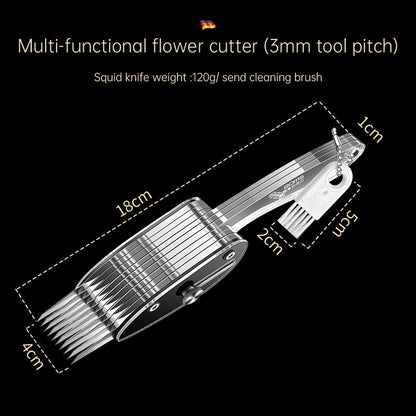 Multi-Blade Stainless Steel Vegetable Slicer & Carving Tool - Precision Squid Flower Knife & Scallion Silk Cutter