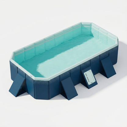 Large Foldable Rectangular Family Swimming Pool, Non-Inflatable Above Ground Pool